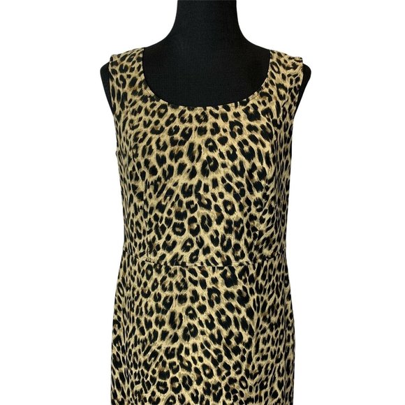 Leslie Stuart Leopard Print Dress size 10 Sleeveless Back Zipper Lined - Picture 2 of 8